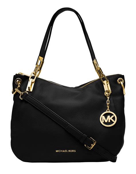 michael kors shoulder tote black leather